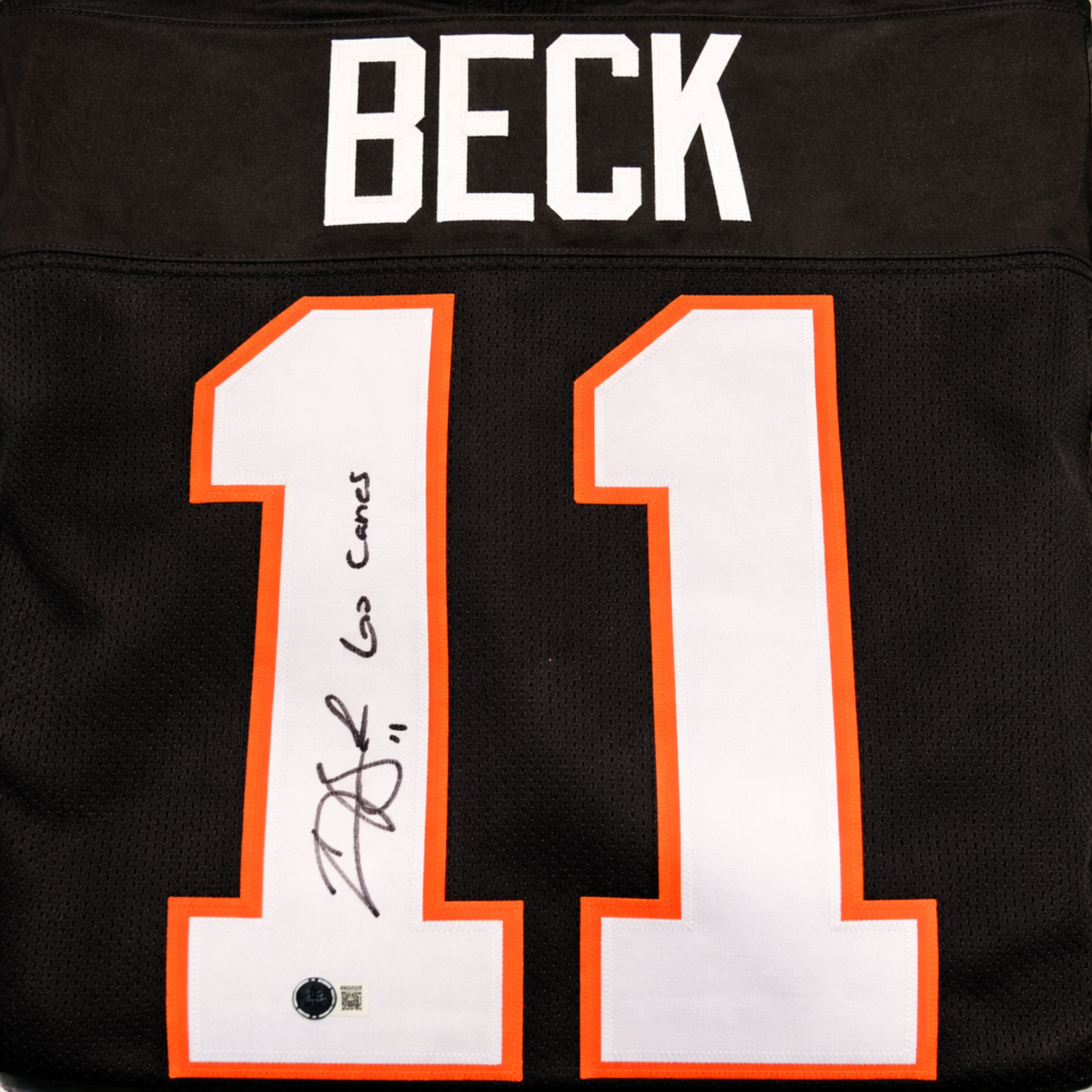 Carson Beck Autographed Go Canes Black Custom Jersey