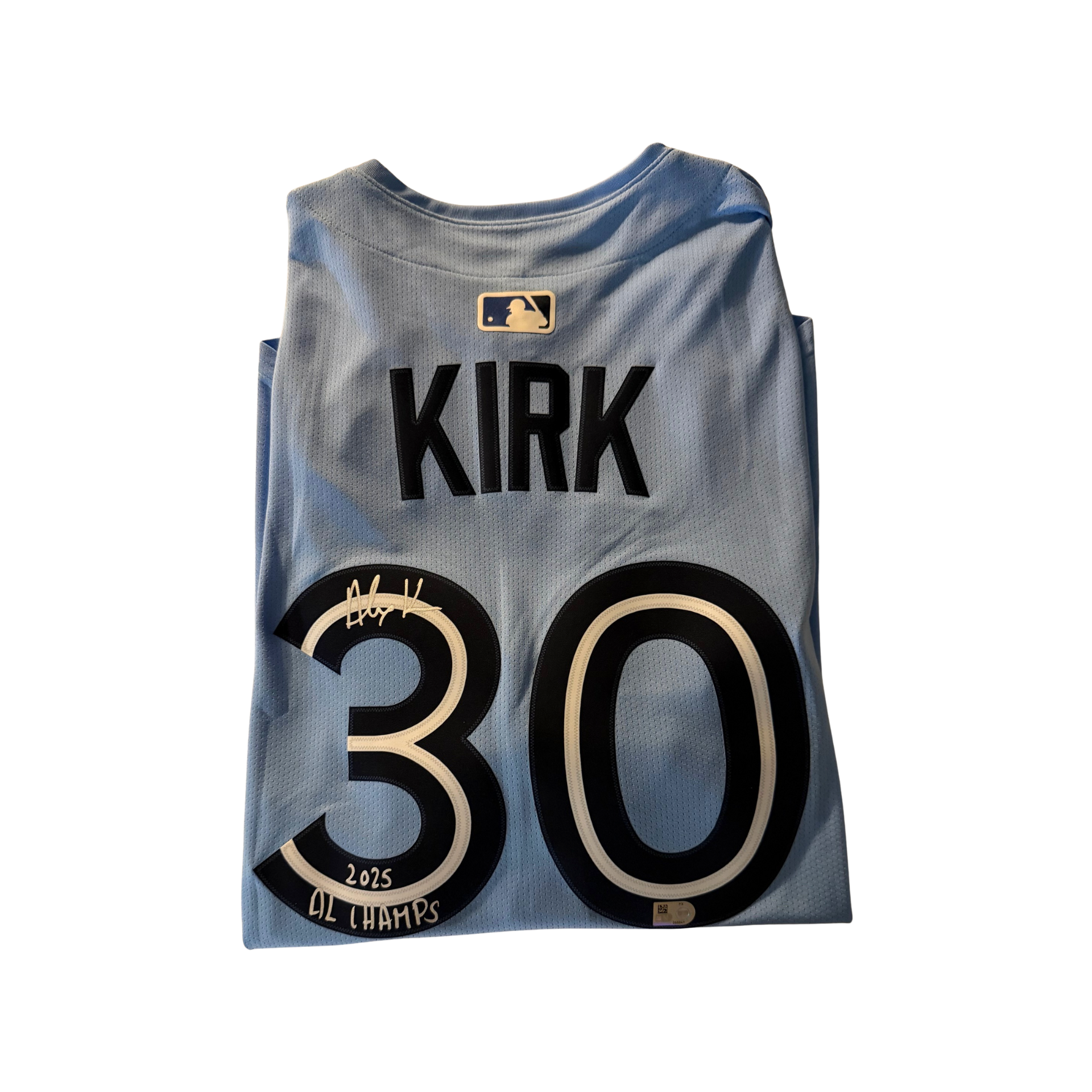 Alejandro Kirk Autographed "2025 AL CHAMPS" Toronto Blue Jays Powder Blue Limited Replica Jersey