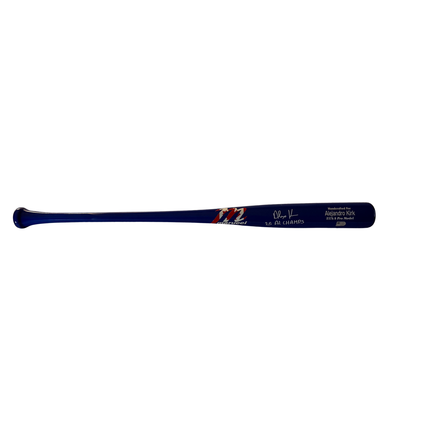 Alejandro Kirk Autographed "25 AL CHAMPS" Blue with Canadian Flag Marucci Logo Game Model Bat