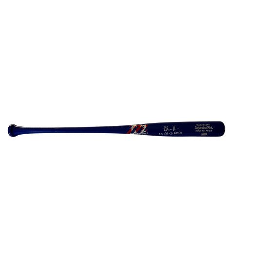 Alejandro Kirk Autographed "25 AL CHAMPS" Blue with Canadian Flag Marucci Logo Game Model Bat