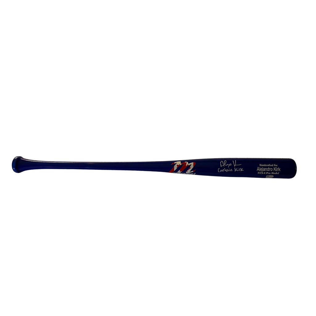 Alejandro Kirk Autographed "Captain Kirk" Blue with Canadian Flag Marucci Logo Game Model Bat