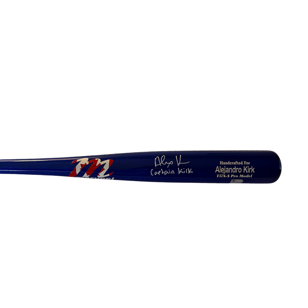 Alejandro Kirk Autographed "Captain Kirk" Blue with Canadian Flag Marucci Logo Game Model Bat