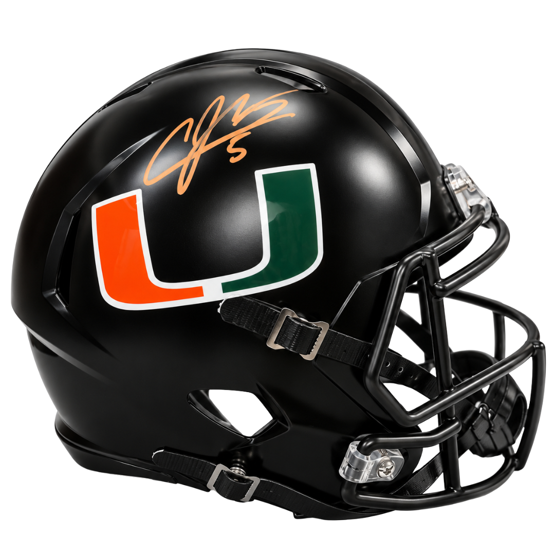 Andre Johnson Autographed Miami Hurricanes Black Eclipse Full-Size Replica Helmet