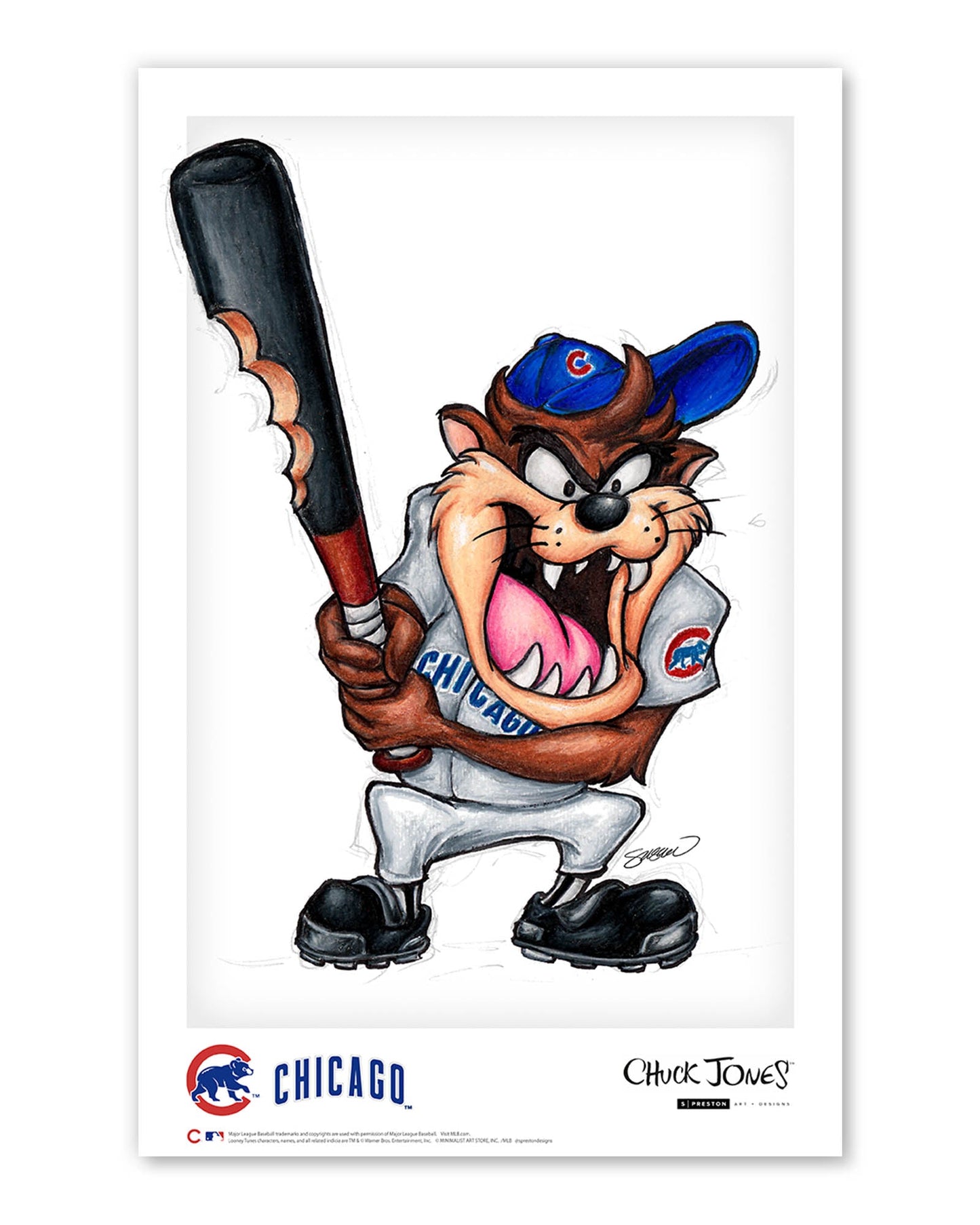 Taz On Deck x MLB Cubs Art Print
