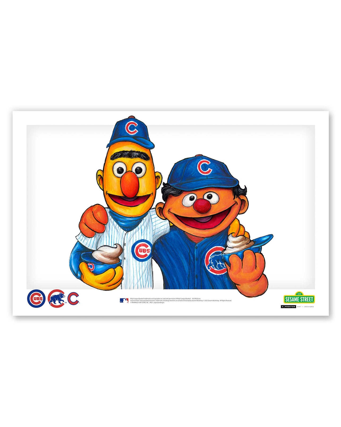 c Bert and Ernie x MLB Cubs Limited Edition Art Print