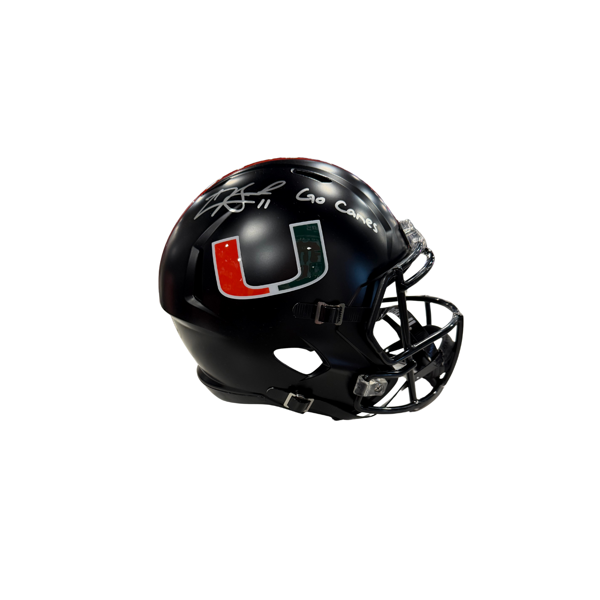 Carson Beck Autographed Go Canes Miami Hurricanes Black Full-Size Replica Helmet