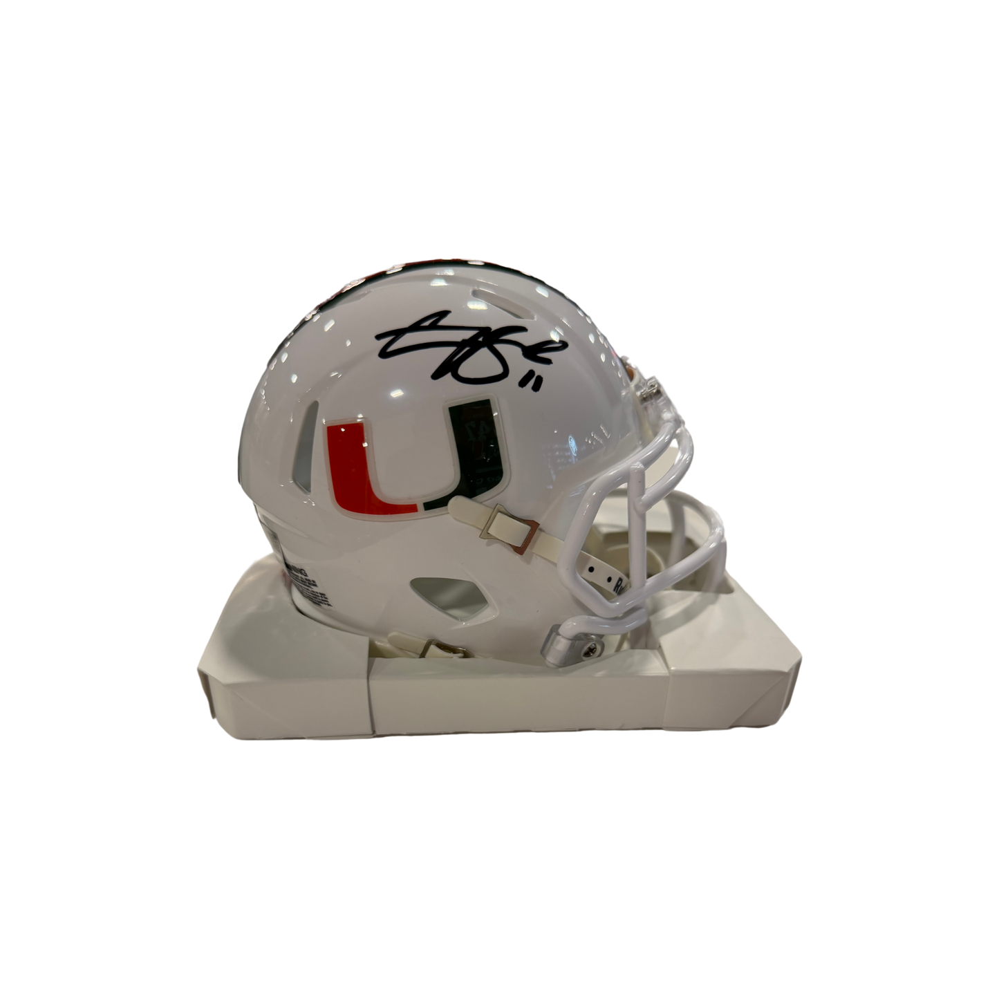 Carson Beck Autographed Miami White Mini Helmet