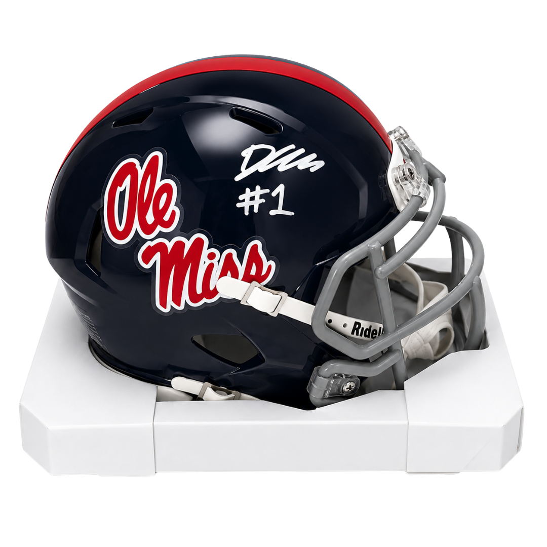 Deuce Alexander Autographed Ole Miss Navy Blue Mini Football Helmet