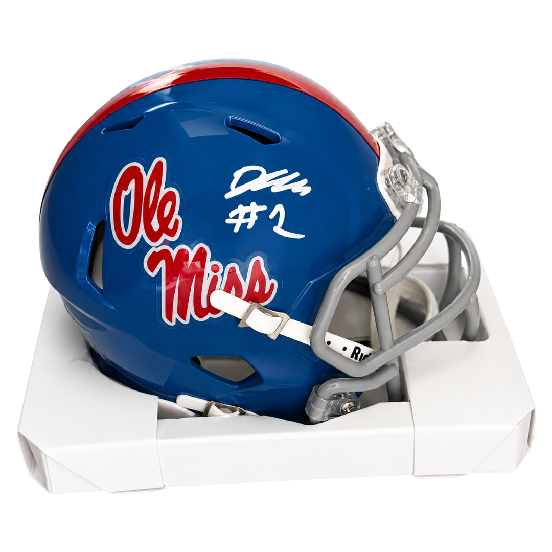 Deuce Alexander Autographed Ole Miss Powder Blue Mini Football Helmet