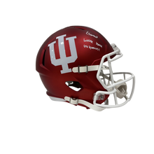 Elijah Sarratt Autographed "Waffle House & Go Hoosiers!" Indiana Replica Football Helmet