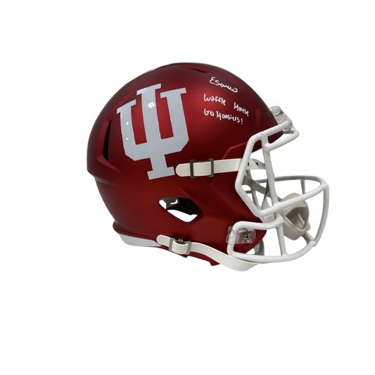 Elijah Sarratt Autographed "Waffle House & Go Hoosiers!" Indiana Replica Football Helmet