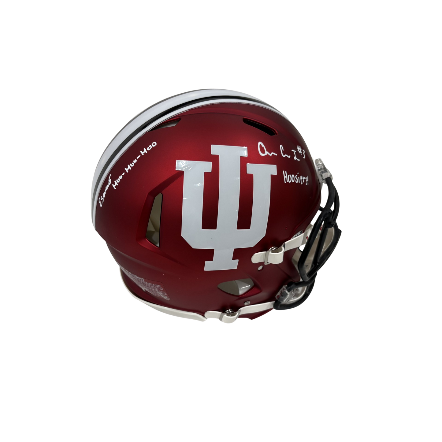 Elijah Sarratt and Omar Cooper Jr. Dual Autographed "Hoo-Hoo-Hoo & Hoosiers!" Indiana Authentic Football Helmet