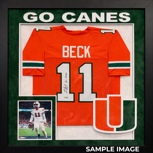Framed Carson Beck Autographed Go Canes Orange Custom Jersey