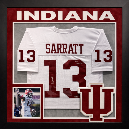 Framed Elijah Sarratt Autographed "Go Hoosiers!" White Custom Jersey