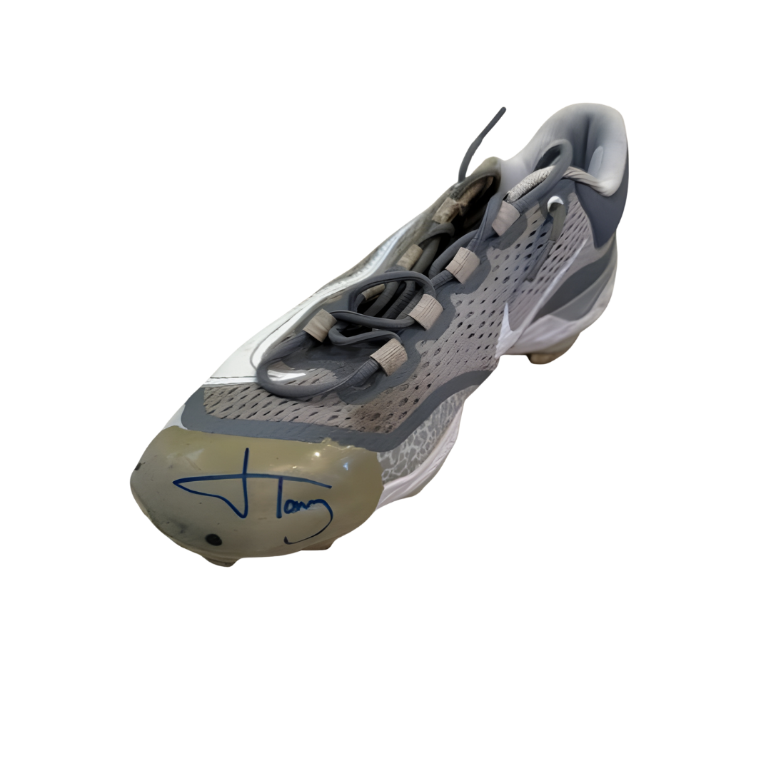 Jonah Tong Autographed Game Used Grey Nike React Cleats (Pair) (Jonah Tong's Personal Collection)