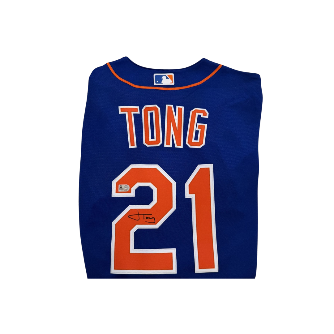 Jonah Tong Autographed New York Mets Replica Blue Jersey