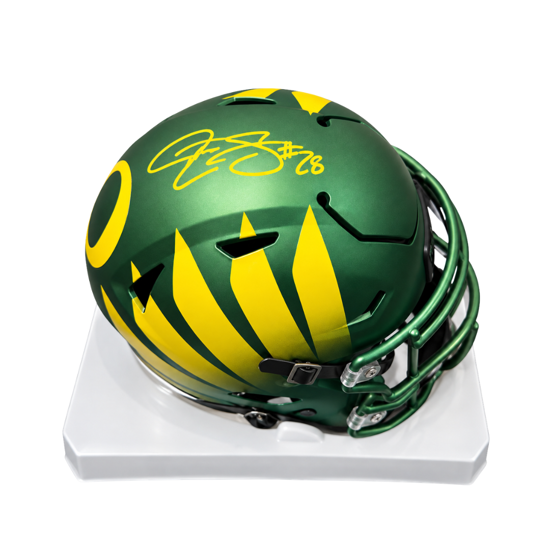 Jonathan Stewart Autographed Green Oregon Ducks Mid-Size Helmet with Visor