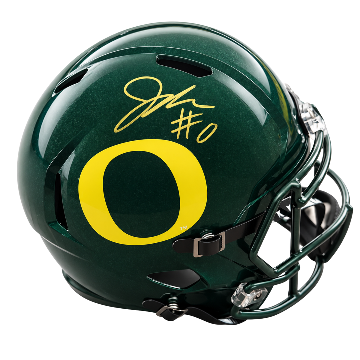 Jordon Davison Autographed Oregon Ducks Green Replica Football Helmet