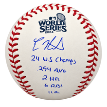Kike Hernandez Autographed "24 WS Champs, .294 AVG, 2 HR, 6 RVI, 11 R" 2024 WS Logo Baseball
