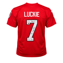 Lawson Luckie Autographed "Go Dawgs & Sic Em" Red Custom Jersey