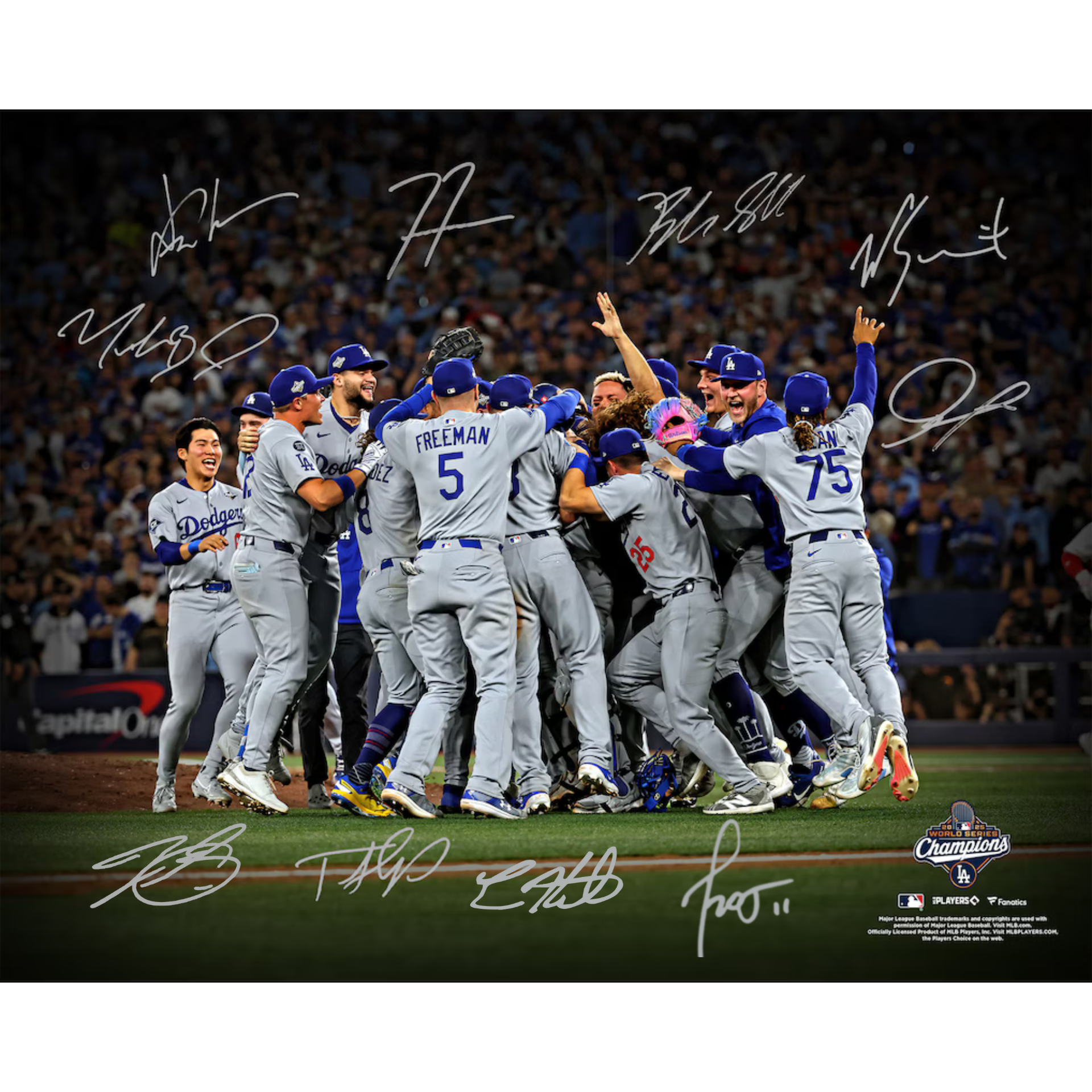 Los Angeles Dodgers Team Signed 2025 World Series Champions 16x20 Photo (10 Sigs) - (PRESALE)