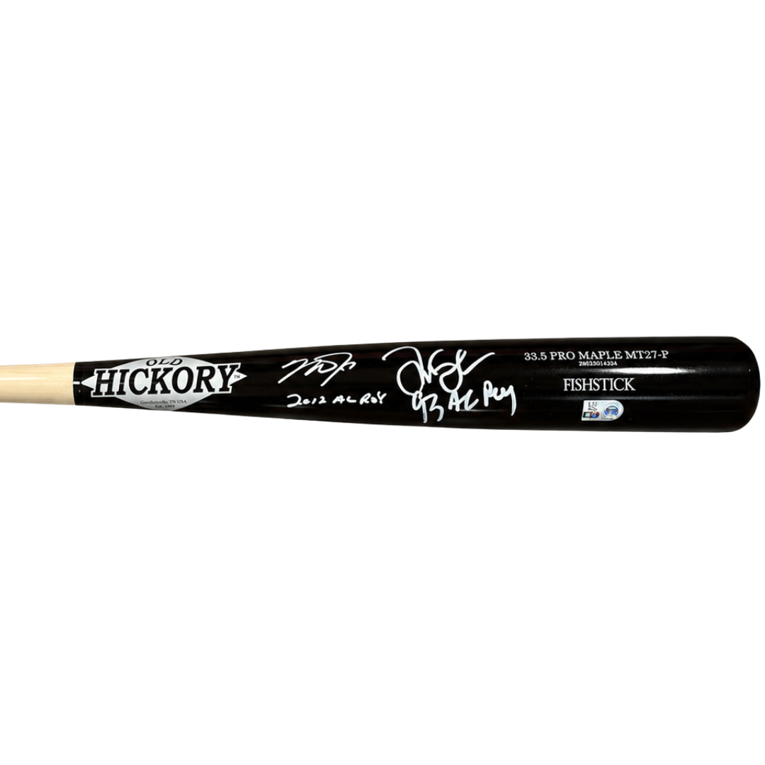 Mike Trout & Tim Salmon Dual Autographed "12 AL ROY & 93 AL ROY" Fishstock Game Model Bat