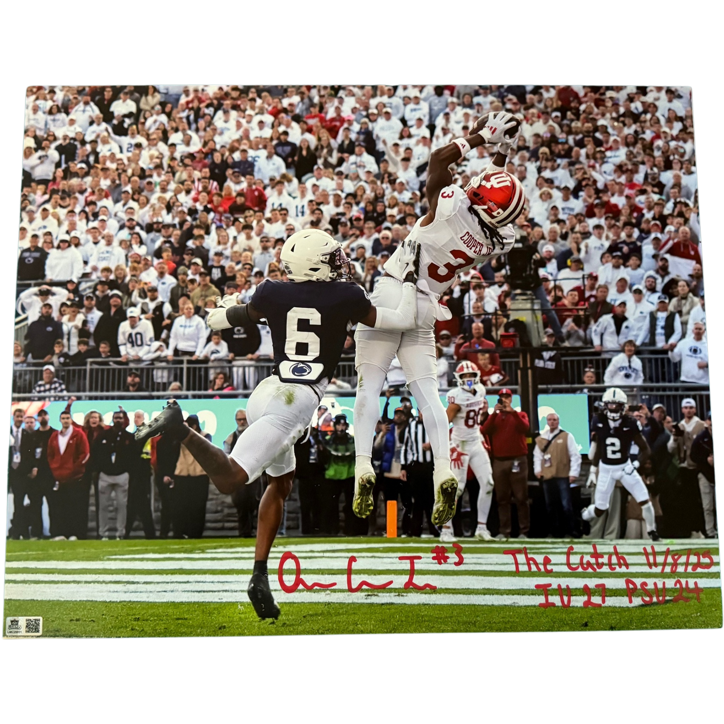Omar Cooper Jr. Autographed "The Catch 11/8/25" "IU27 PSU24" 16x20 Photo