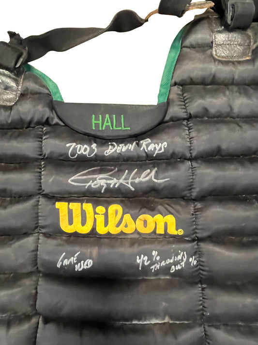 Toby Hall Autographed Game Used Chest Protector - Player's Closet Project