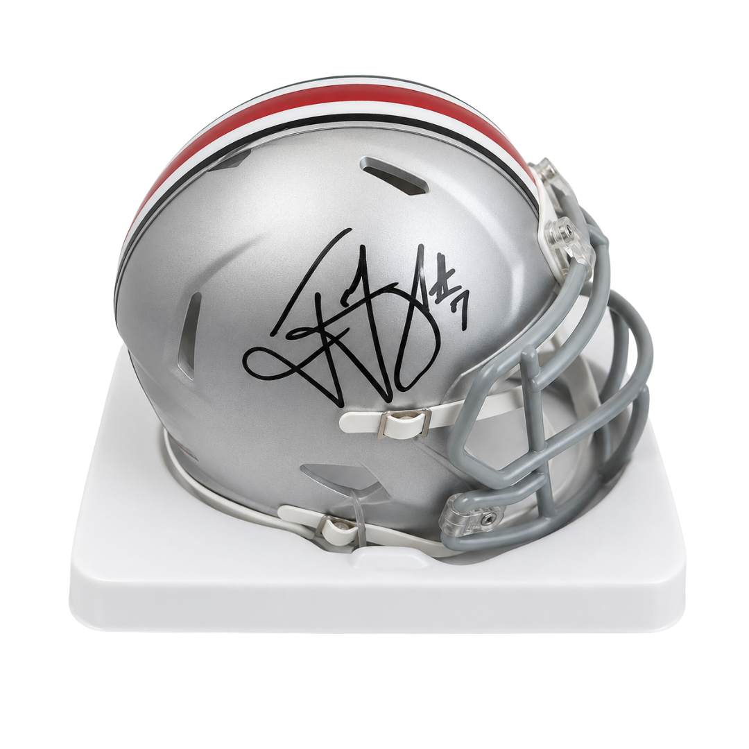 Ted Ginn Autographed Silver Ohio State Mini Helmet