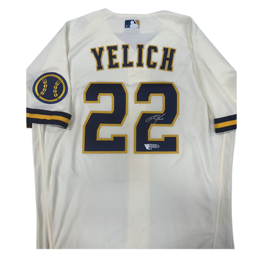 Christian Yelich Autographed Brewers Cream Authentic Jersey