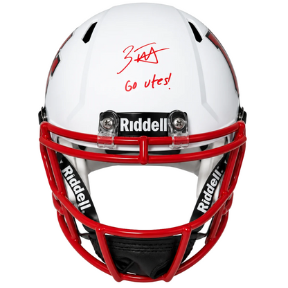 Zack Moss Autographed Utah Utes White Replica Helmet – "Go Utes!" Inscription