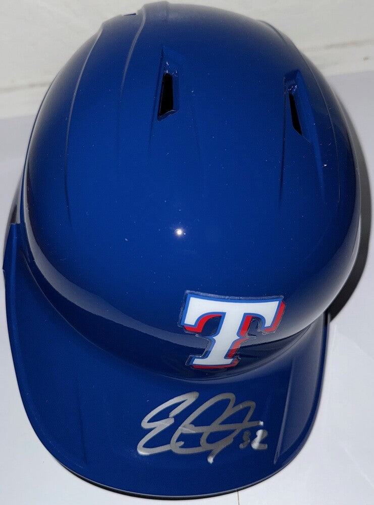 Evan Carter Autographed Rangers Helmet